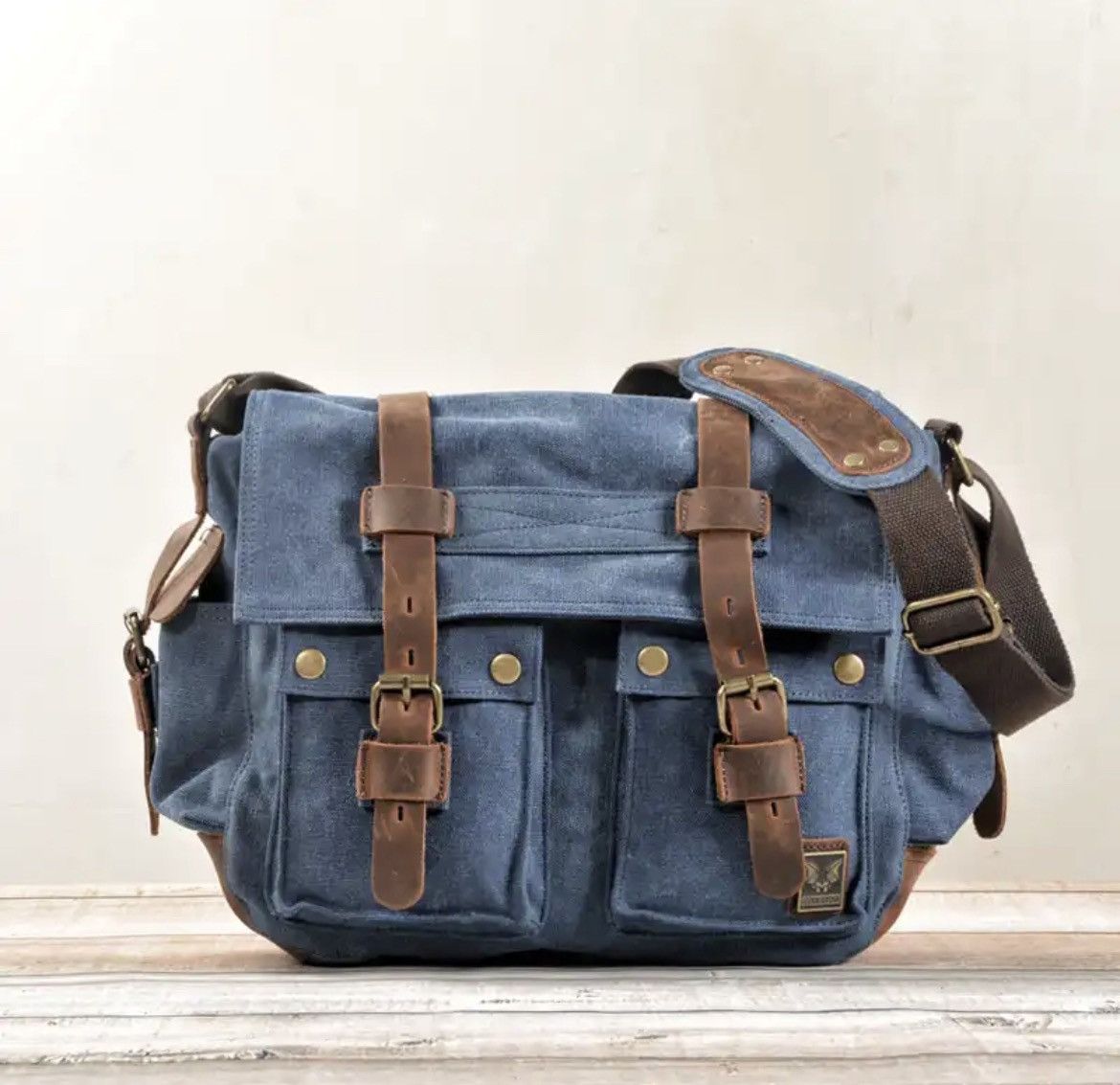 Unisex Canvas Leather Messenger Bag