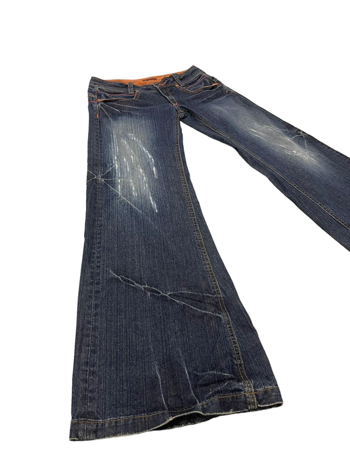 Japanese Brand Wide Leg Jeans Et Boite Japan Distress Low Rise 6🟦0 Size US 29 - 1 Thumbnail