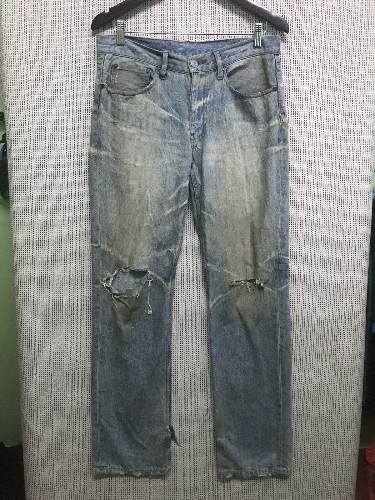 image of Distressed Denim x Takeo Kikuchi Distressed Vintage Takeo Kikuchi Very in Blue, Men's (Size 33)