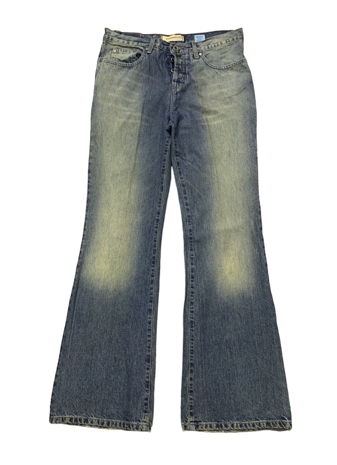Hysteric Glamour Flare Japanese Brand HYDRAULIC Mud Washed Denim Size US 33 - 1 Thumbnail