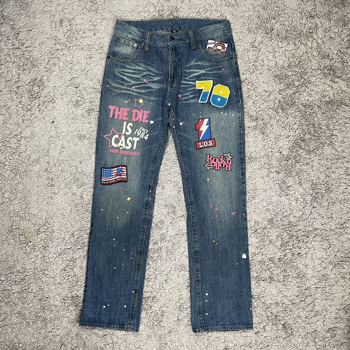 image of Vintage Patched Art Jeans in Denim, Men's (Size 34)