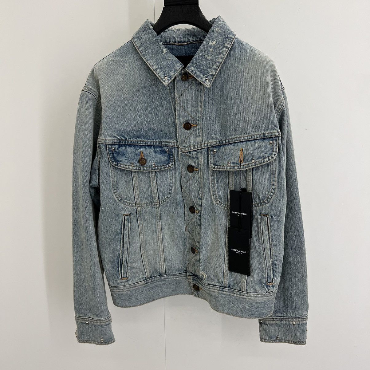 image of Anthony Vaccarello x Saint Laurent Paris Saint Laurent Denim Jacket In Small, Men's