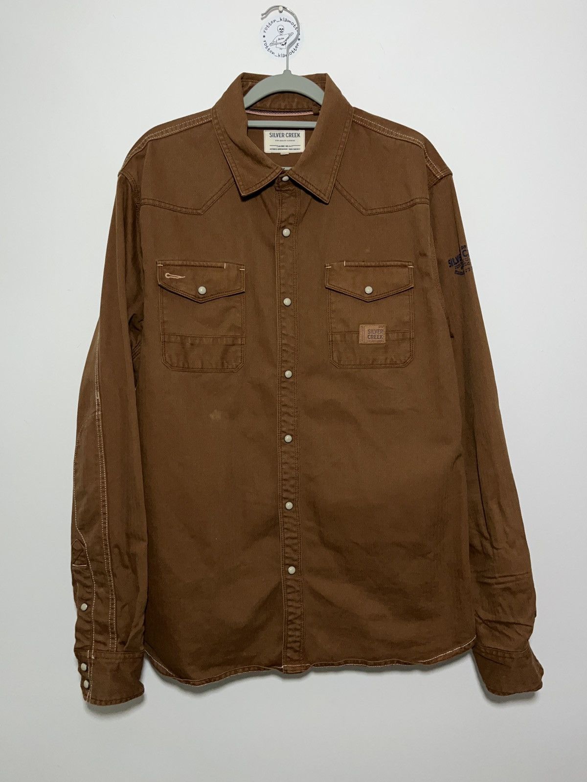 image of Salvage x Vintage Western Style Selvedge Button Up Shirt Silver Creek in Brown, Men's (Size XL)