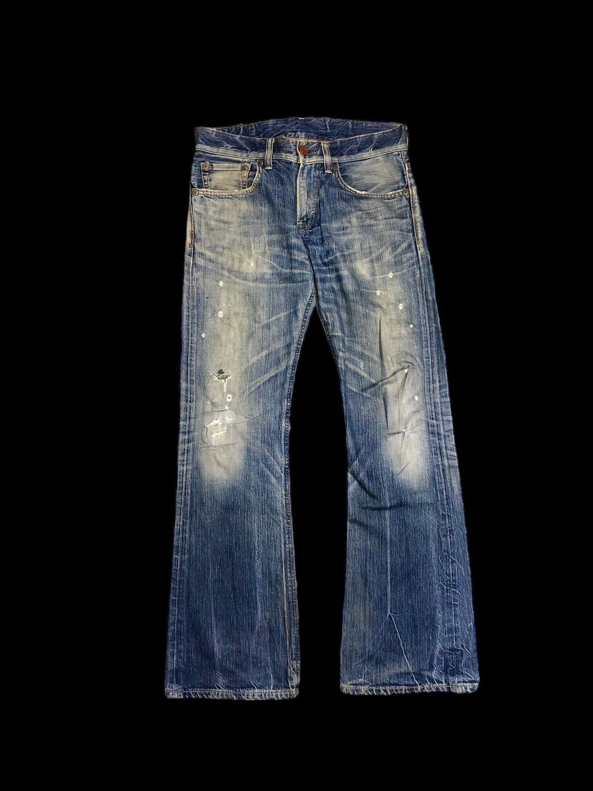 Edwin FLARED⚡️⚡️EDWIN BLUE TRIP DISTRESSED DENIM Size US 32 / EU 48 - 1 Thumbnail