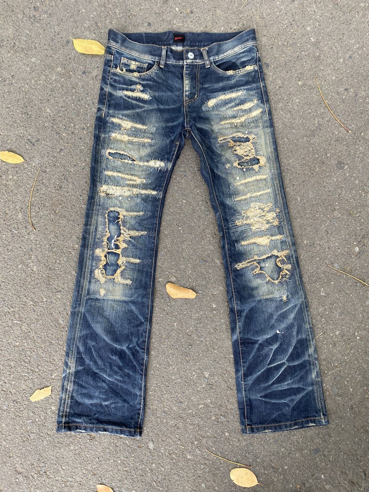 JACKROSE Insane Distressed Painter Bootcut Jeans Size US 33 - 1 Thumbnail