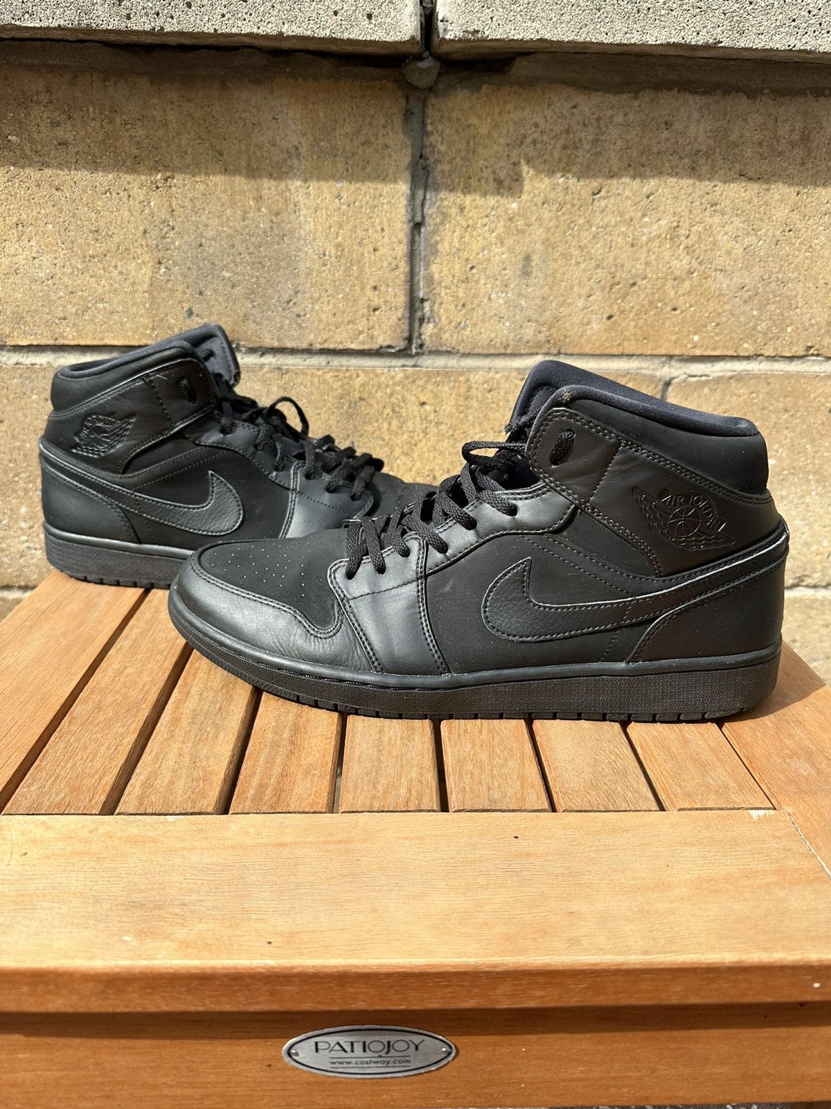 Nike 2014 Vintage Air Jordan 1 Mid Triple Black Sneakers Y2K hype | Grailed