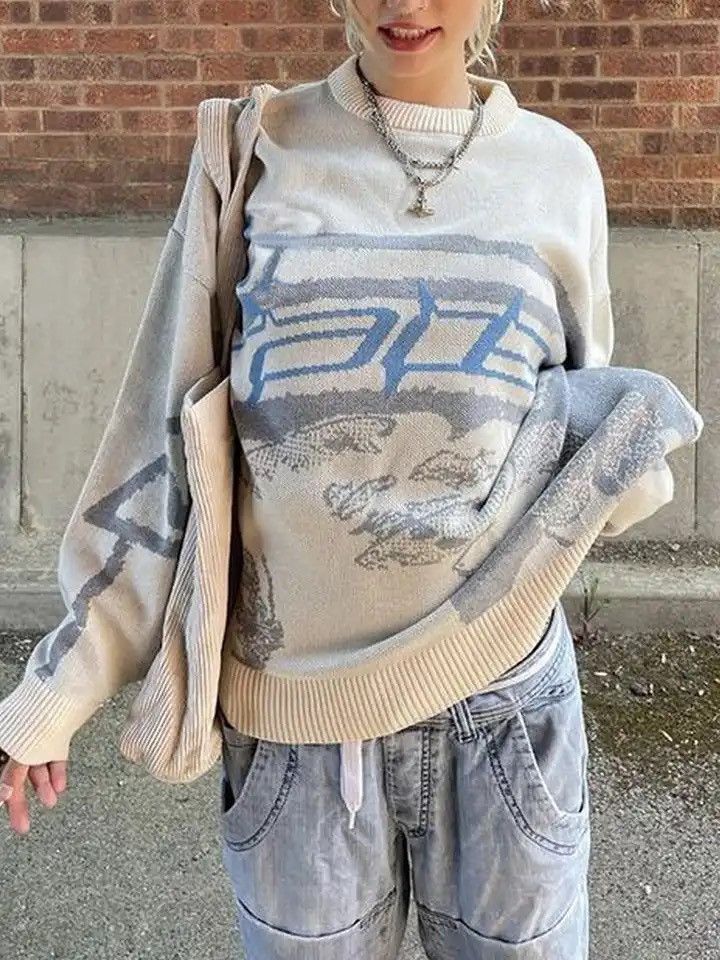 Women O-Neck Knitted Streetwear