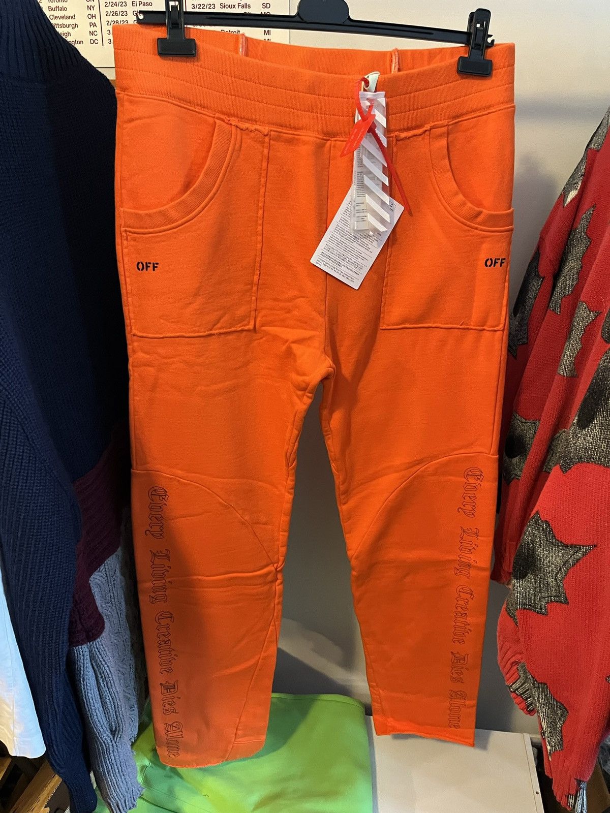 Off-White Off-White x Vlone Orange Sweatpants Joggers L Grailed