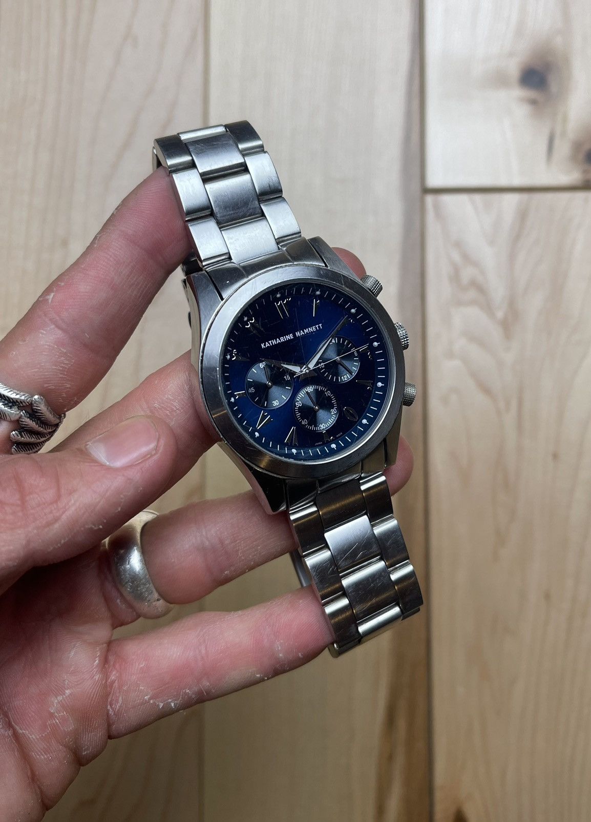 Katharine Hamnett London Katharine Hamnett Silver/Navy Face Watch Size ONE SIZE - 3 Thumbnail