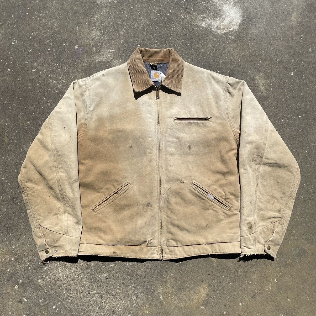 Carhartt Vintage 1980s Carhartt Detroit Jacket Blanket Lined Tan Size US L / EU 52-54 / 3 - 1 Thumbnail