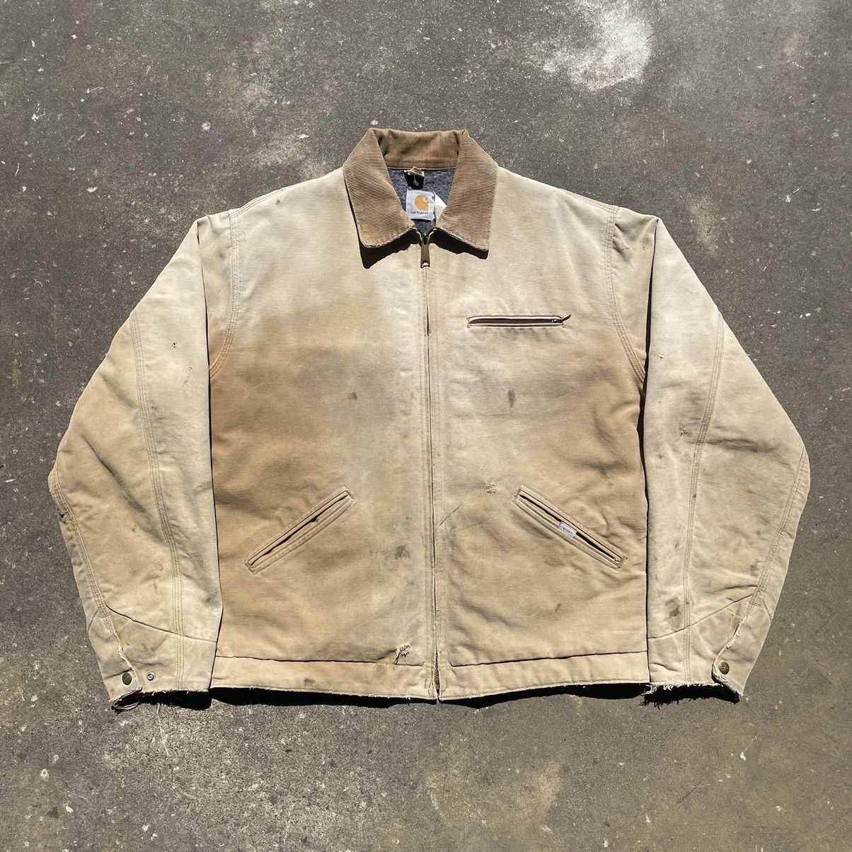 Vintage Vintage 1980s Carhartt Detroit Jacket Blanket Lined Tan | Grailed