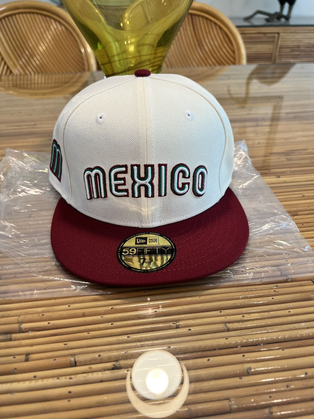 New Era WBC Mexico Fitted Hat 7 1/8 59Fifty Cream/Cardinal/Green