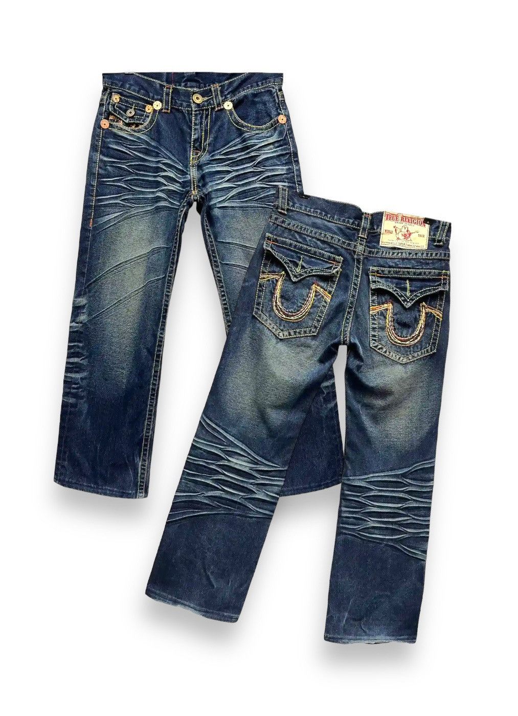 image of 90’S True Religion Billy Super T Whisker Denim Easy Fit in Blue, Women's (Size 32)