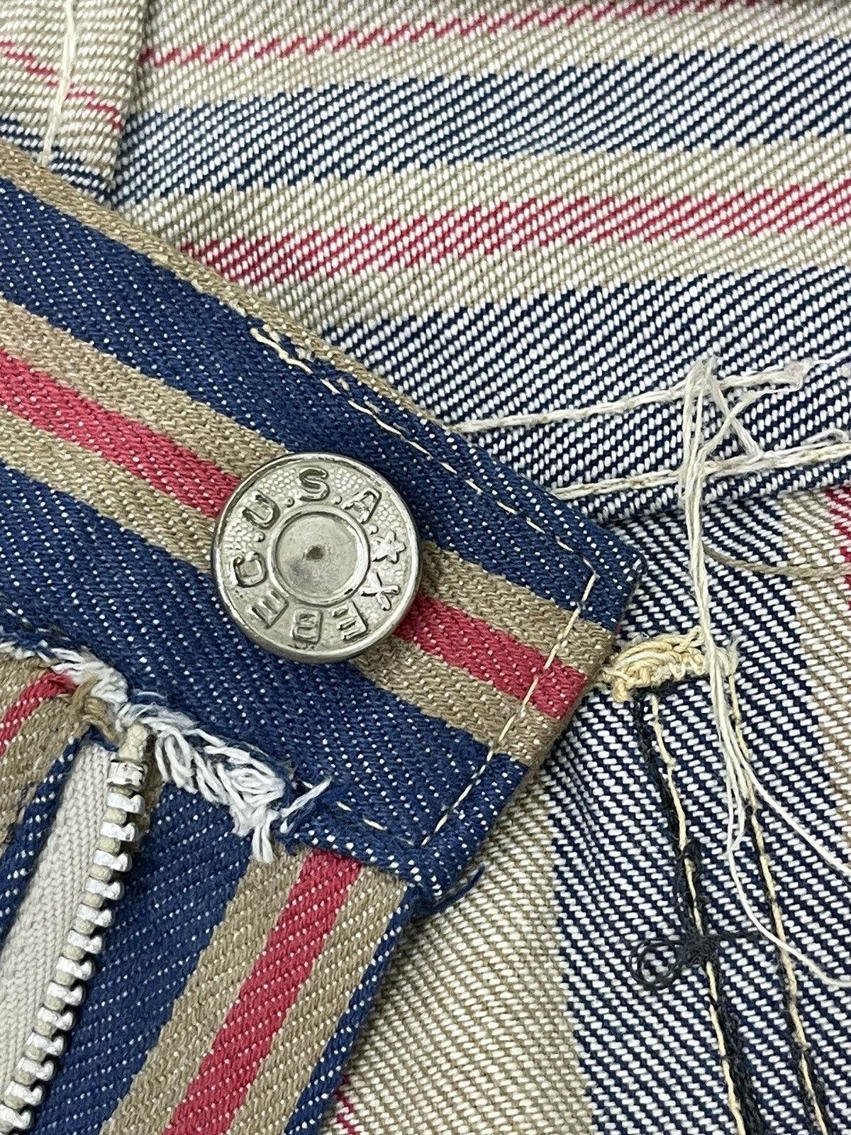 Japanese Brand Flare Jeans Vtg 70/80s Power Striped Bell Bottom 6🟦0 Size US 31 - 19 Thumbnail