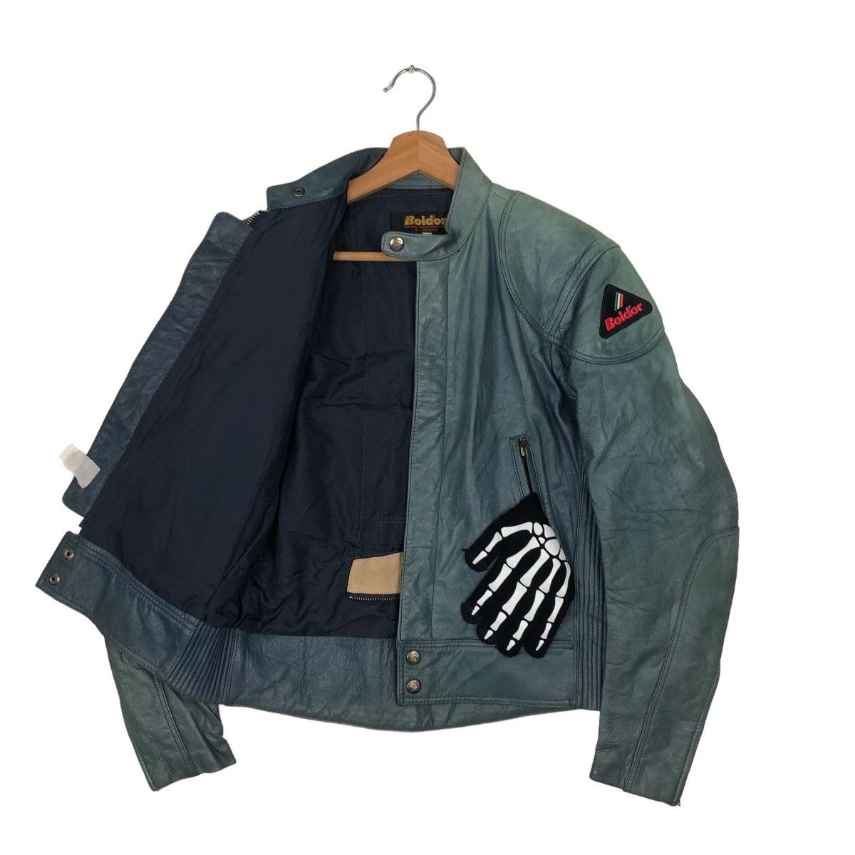 Japanese Brand VINTAGE RACING MOTORCYCLE LEATHER JACKET BOLDOR BY HONDA Size US M / EU 48-50 / 2 - 8 Thumbnail