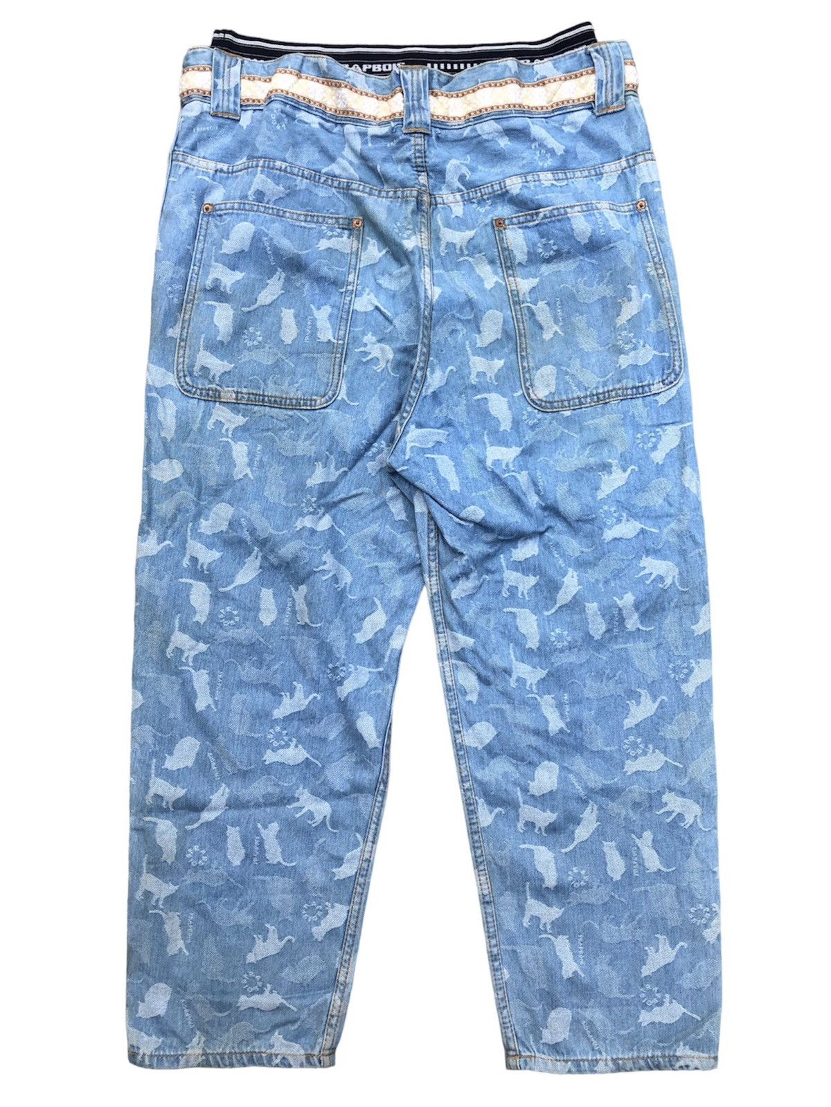 Issey Miyake × Japanese Brand × Vintage Double Waist Fraboise Monogram Cats Issey Miyake Baggy Pants Size US 33 - 2 Thumbnail