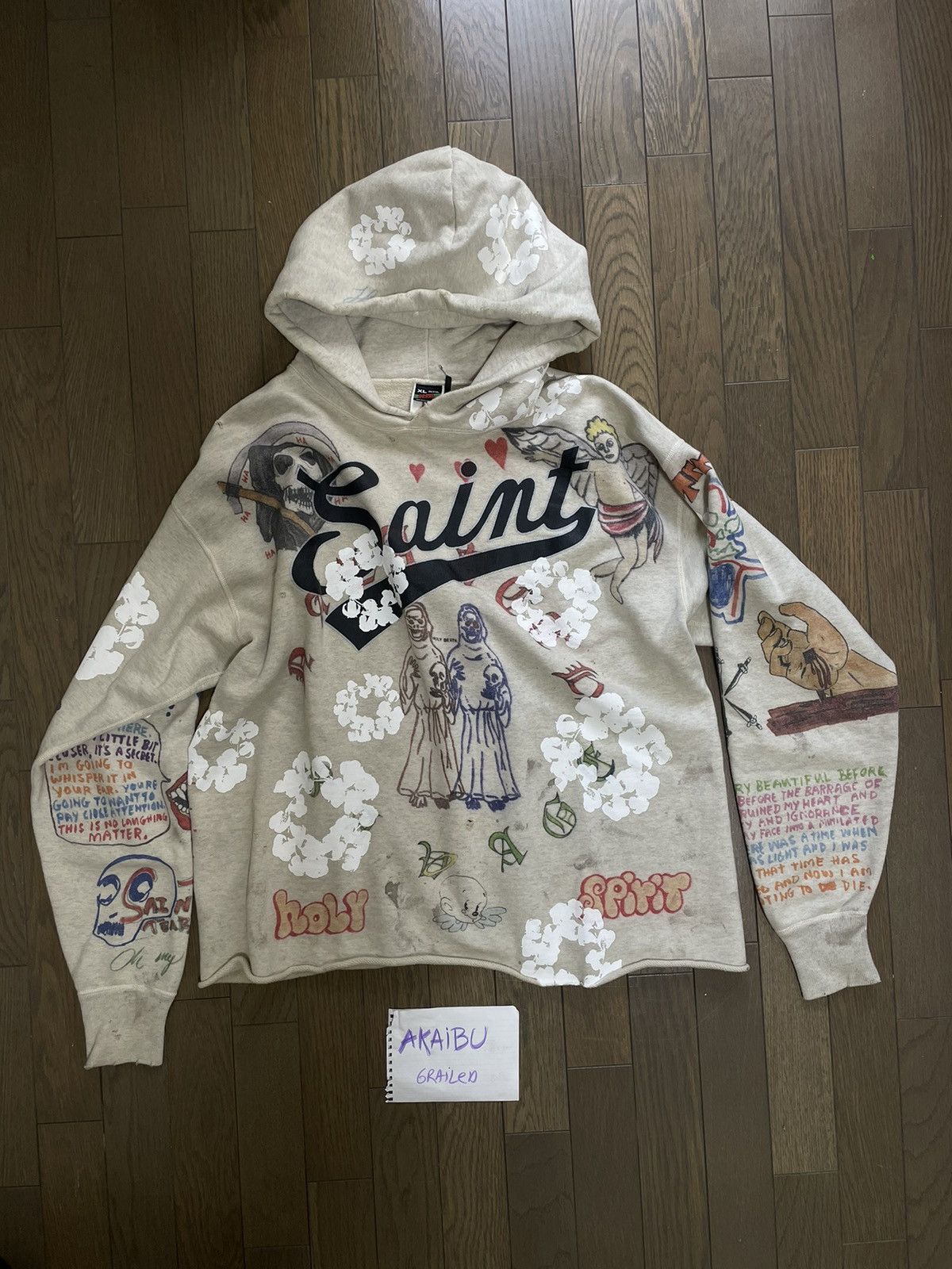 DENIM TEARS × Saint Michael SAINT Mxxxxxx x Denim Tears Graffiti Hoodie |  Grailed