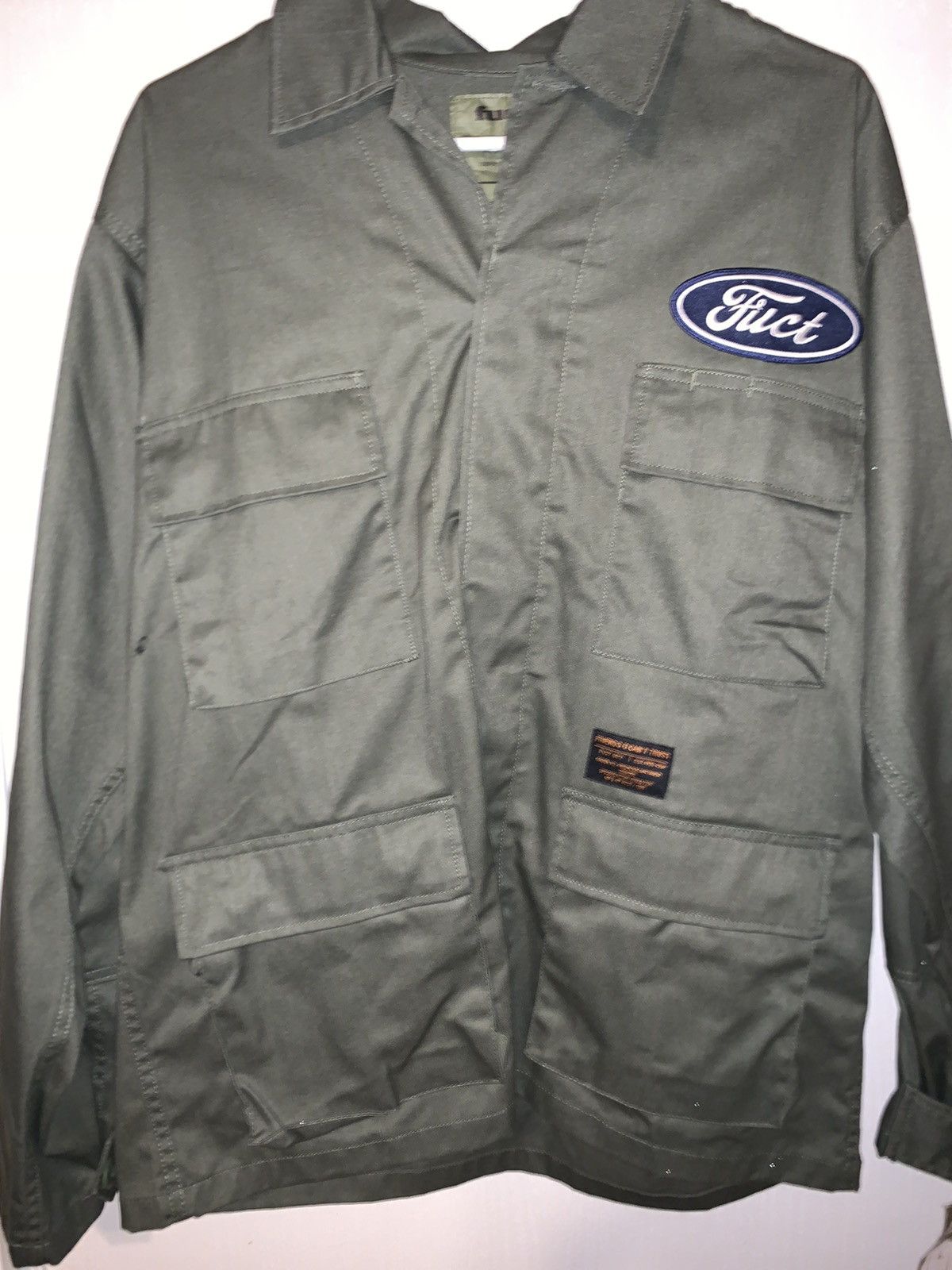 image of Fuck The Population x Fuct “America Is Fuct” Bdu Jacket in Green, Men's (Size Medium)