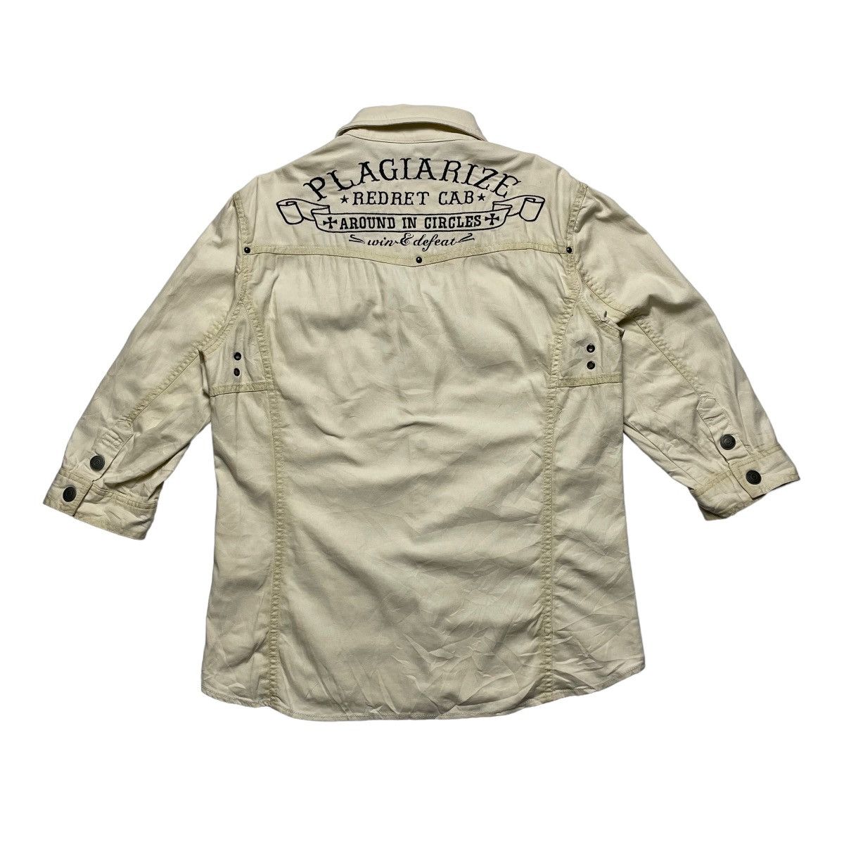 Le Grande Bleu (L.G.B.) 🇯🇵 IN THE ATTIC EMBROIDERED WORDING BUTTON UP SHIRT Size US M / EU 48-50 / 2 - 2 Thumbnail