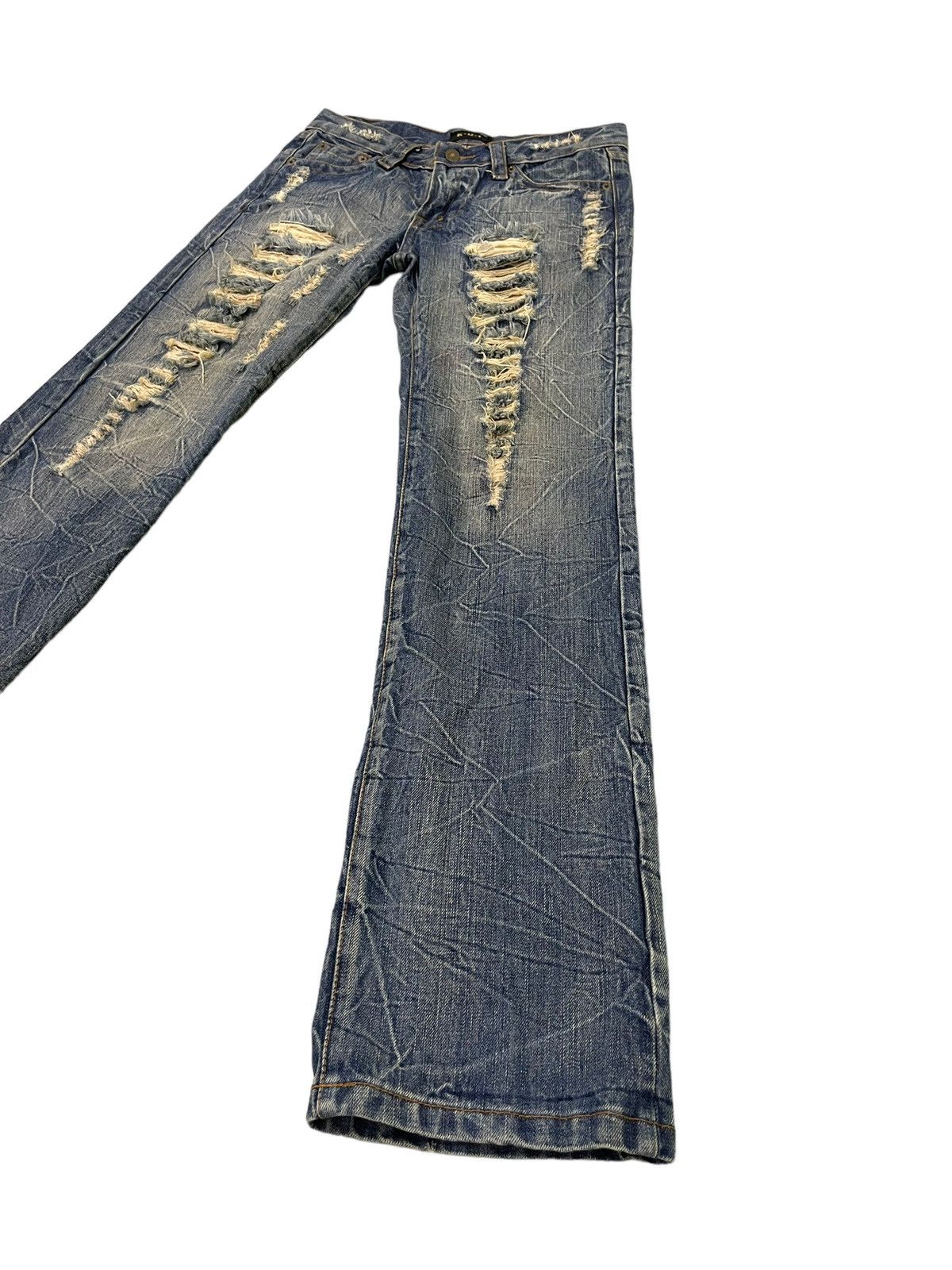 Japanese Brand Distress Jeans K.U.I Acid Wash Low Rise Denim Straight 5🟦9 Size US 30 / EU 46 - 3 Thumbnail