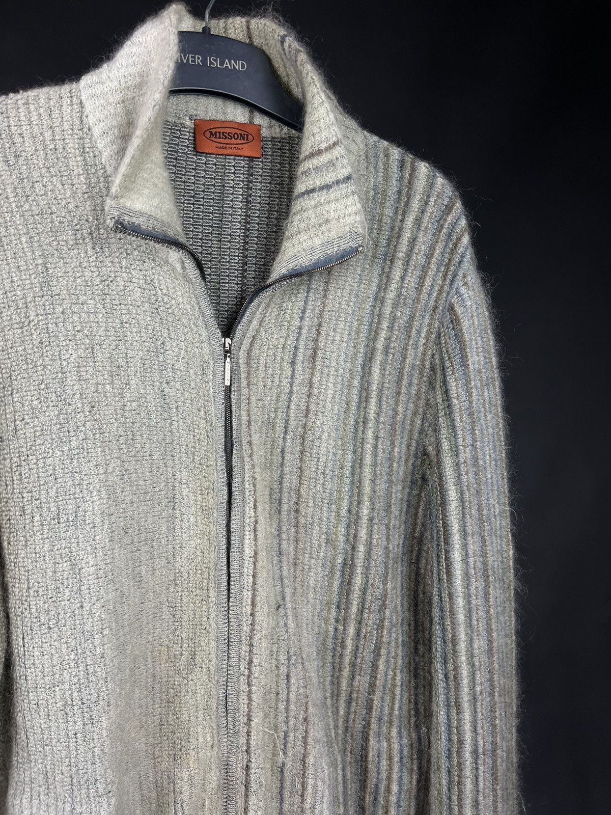 Missoni × Vintage VTG warm sweater Missoni gray white Full zip Size US L / EU 52-54 / 3 - 2 Thumbnail