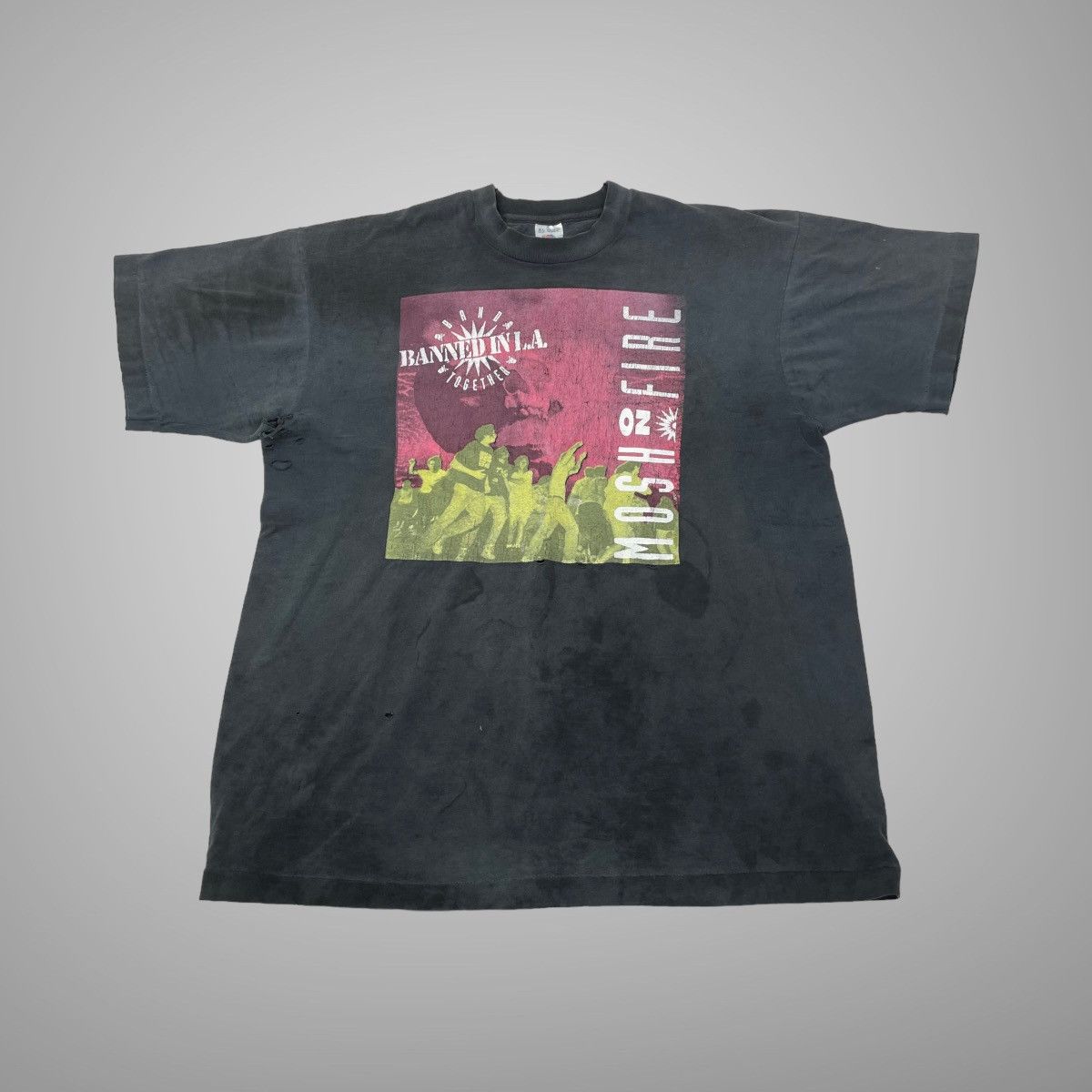 Vintage 90s banned in la metal concert band tee