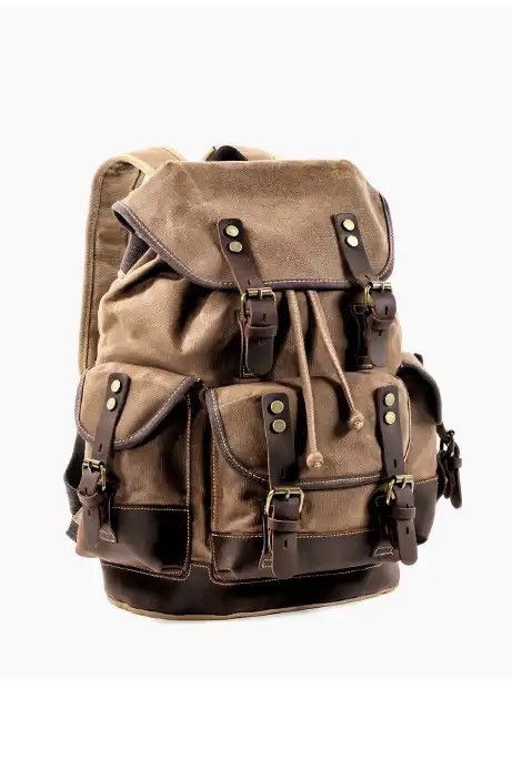Japanese Brand Unisex Vintage Waxed Canvas Backpack Size ONE SIZE - 3 Thumbnail