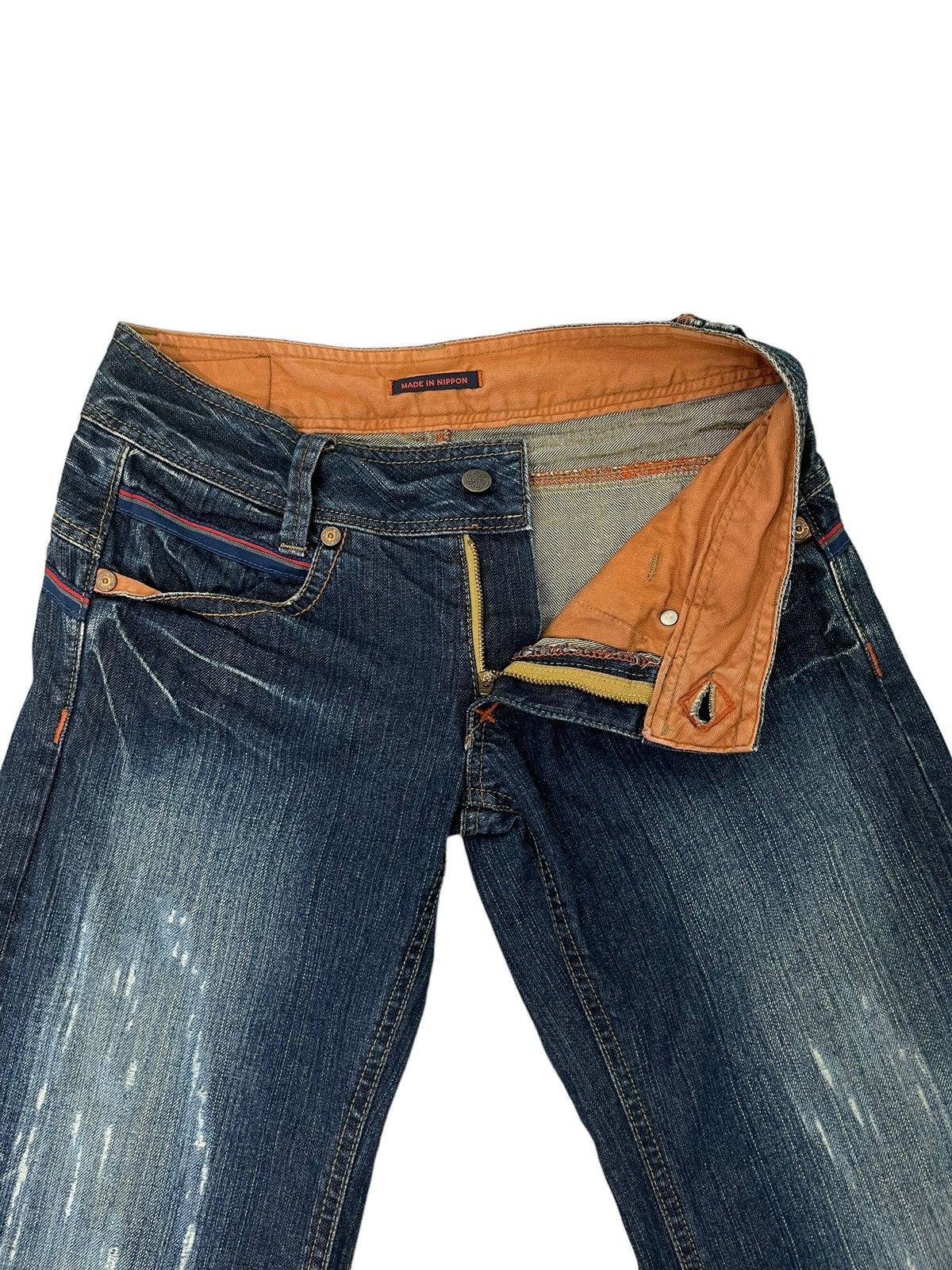 Japanese Brand Wide Leg Jeans Et Boite Japan Distress Low Rise 6🟦0 Size US 29 - 11 Thumbnail
