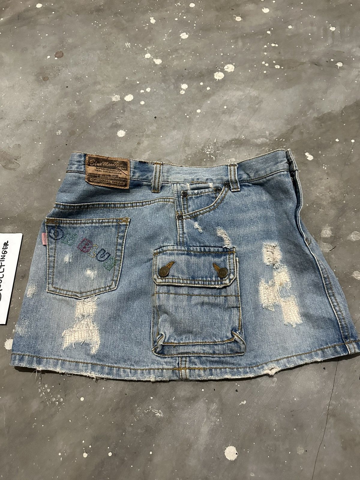 Japanese Brand × Vintage Y2k Blue Moon Blue Japan Distressed Cargo Mini Skirt Size 30" / US 8 / IT 44 - 12 Thumbnail