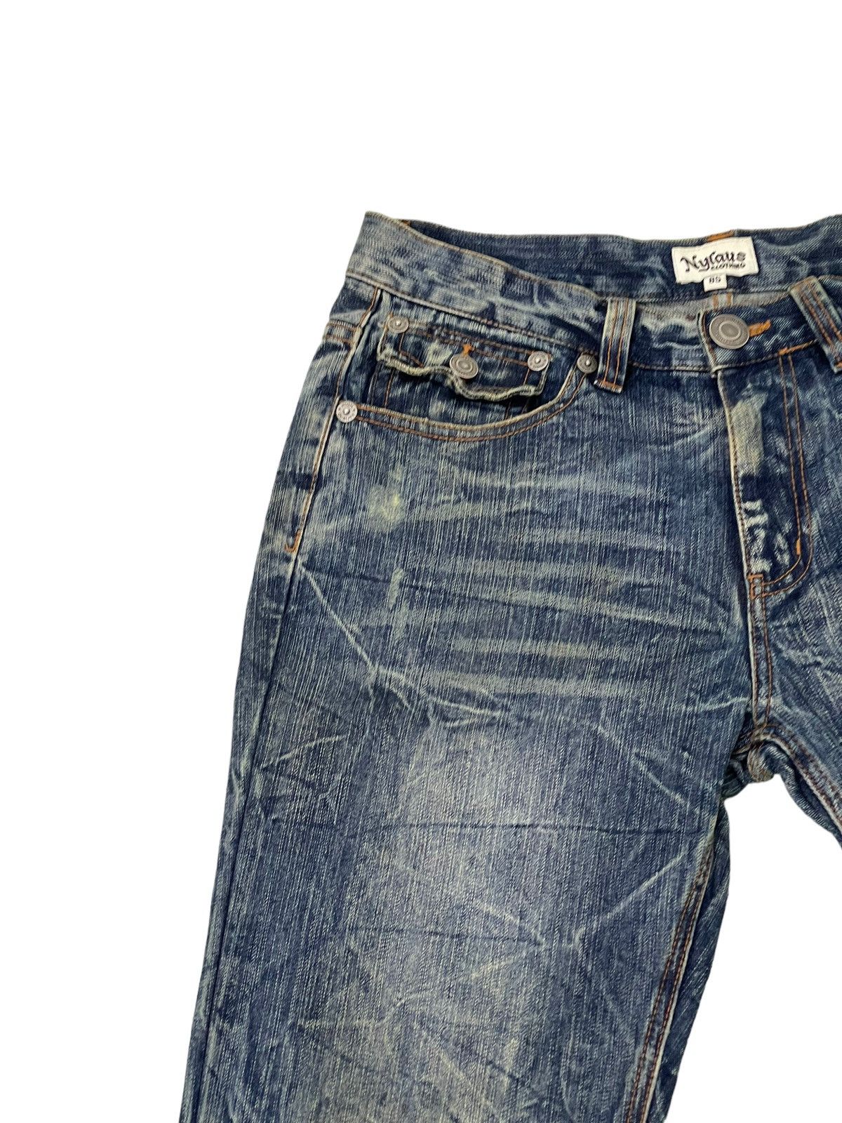 Japanese Brand Flare Jeans Nylaus Distress Acid Wash Boot Cut 5🟦7T Size US 33 - 8 Thumbnail