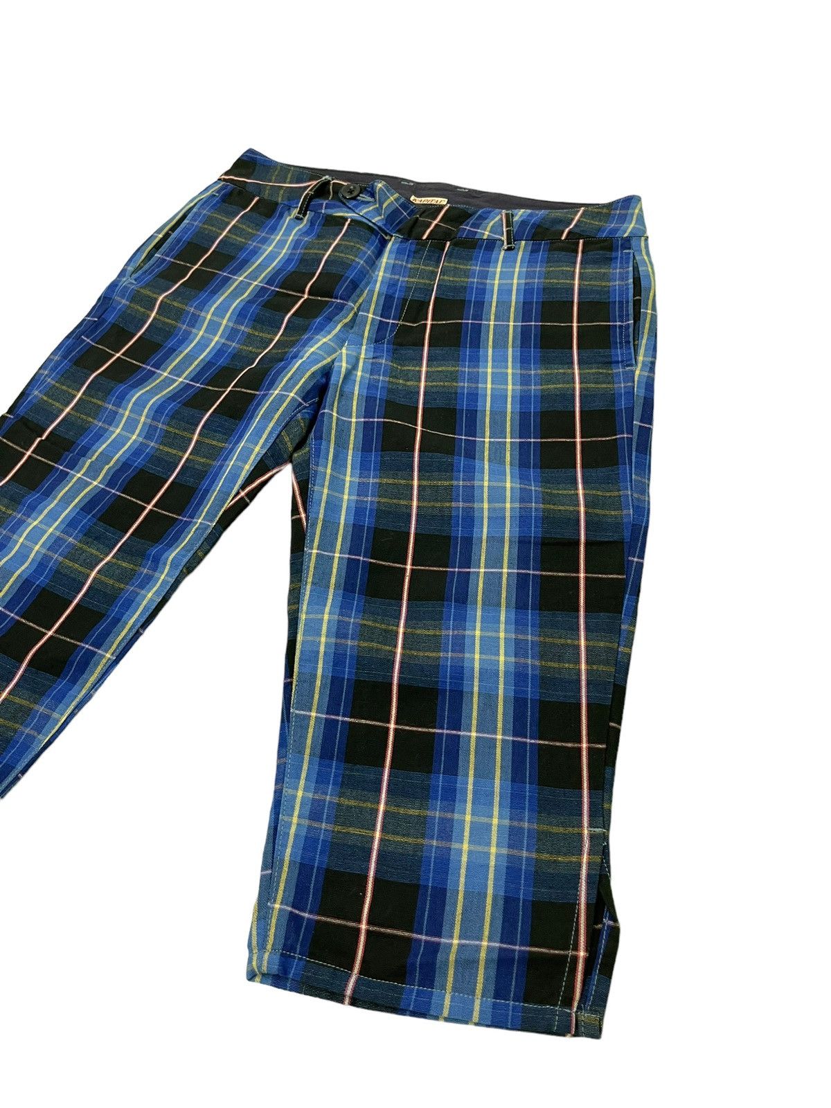 Japanese Brand ⚓ Kapital Plaid Checked Linen Blend Cropped Pant 5🟦8 Size US 31 - 3 Thumbnail