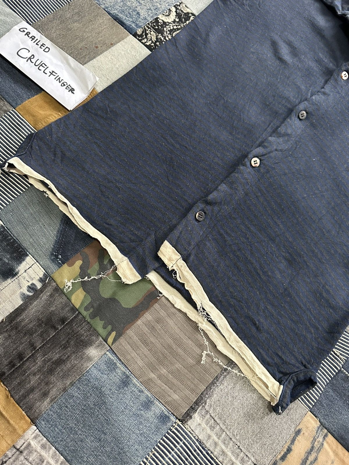 Yohji Yamamoto Asymmetric Cotton Shirt Nice Frayed distressed hem Size L / US 10 / IT 46 - 8 Thumbnail