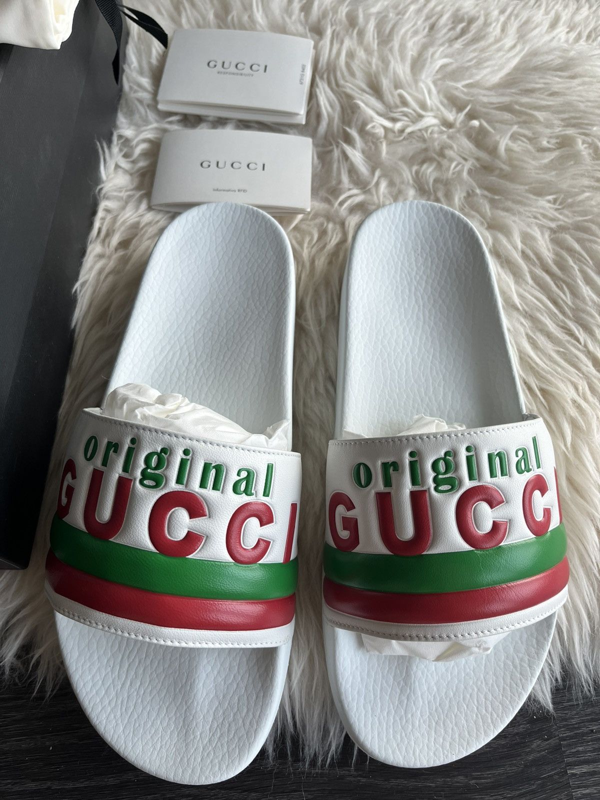 Gucci Super Runway Brand New Gucci Logo Leather Sandal Slides Rare Size US 9 / EU 42 - 20 Thumbnail
