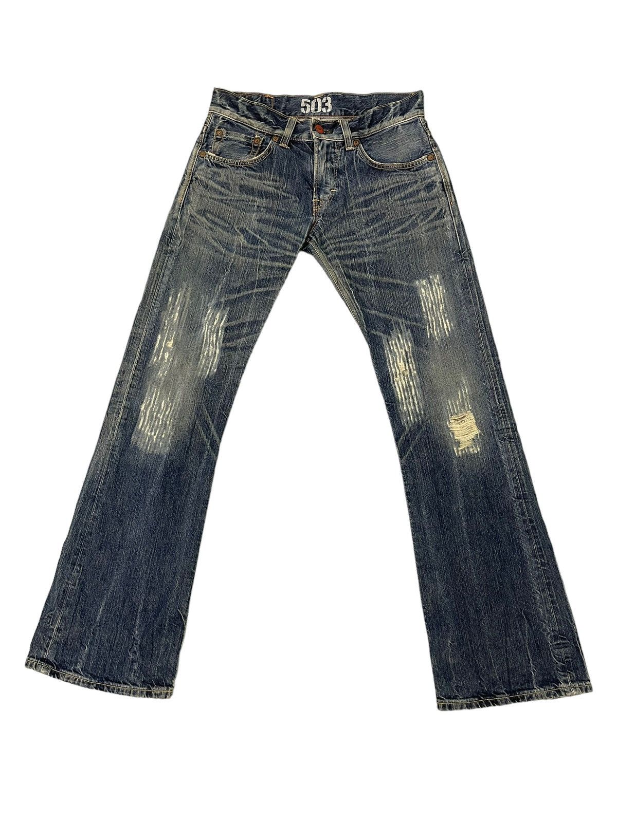 Edwin Flare Jeans Edwin Japan Distress Acid Wash Boot Cut 6🟦1 Size US 32 / EU 48 - 2 Thumbnail