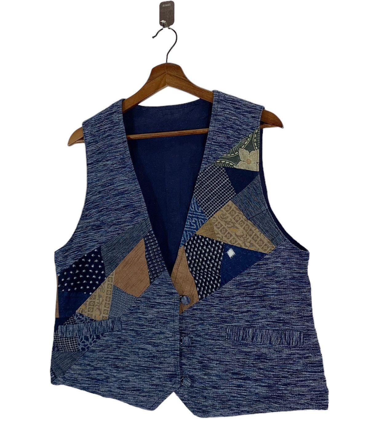 Indigo × Japanese Brand × Vintage Vintage Sassiko Boro Patchwork Vest Jacket Size US M / EU 48-50 / 2 - 2 Thumbnail