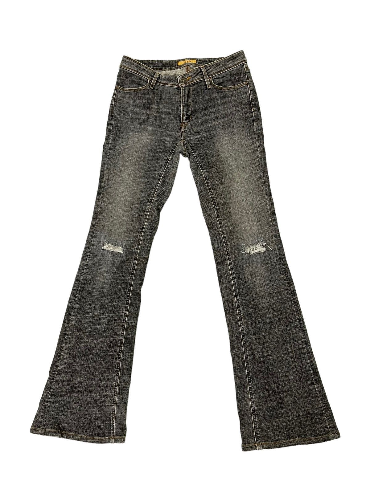 Japanese Brand Flare Jeans Ideo Japan Distress Stretch Boot Cut 6🟦1 Size US 31 - 2 Thumbnail