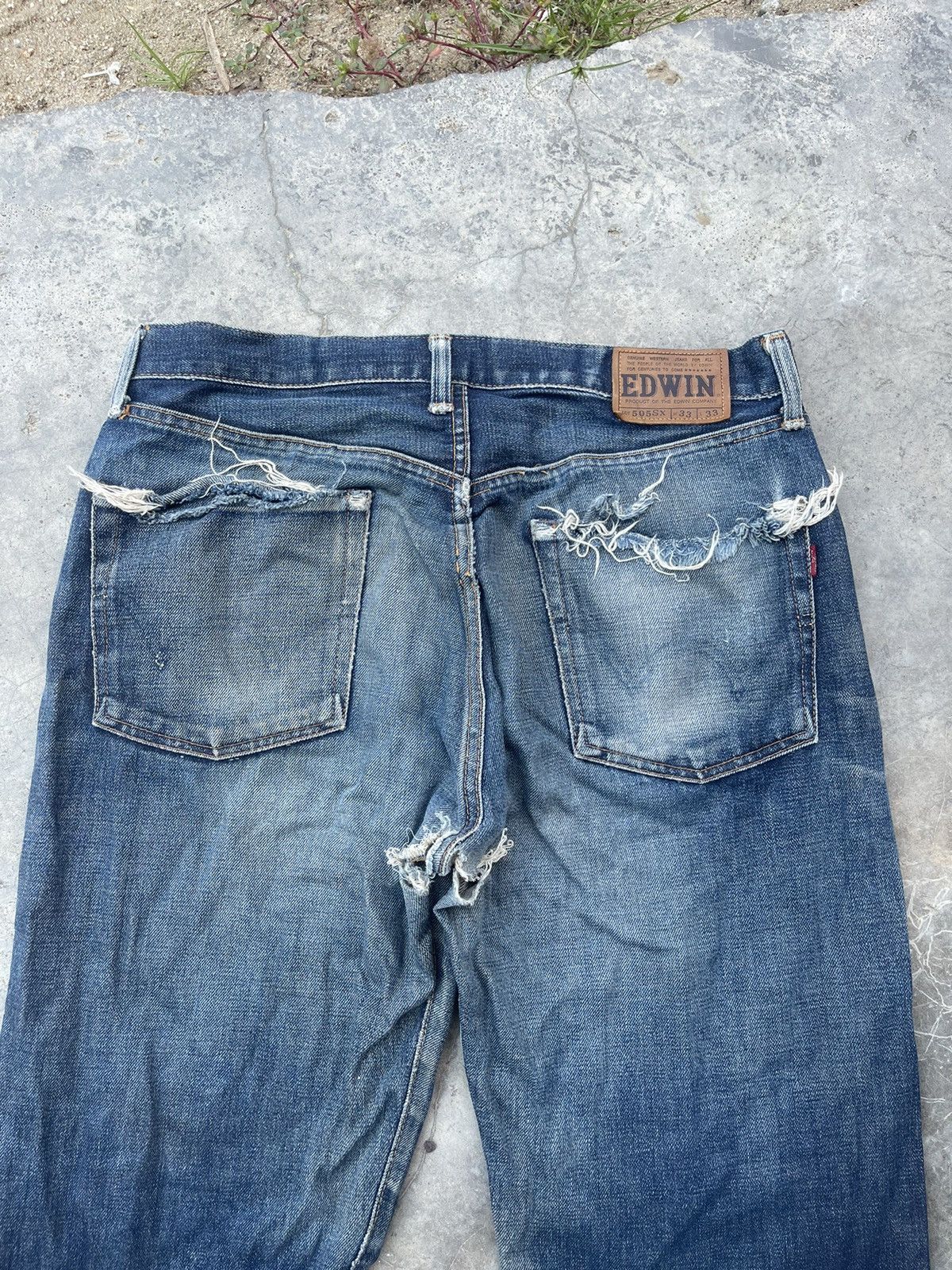 Edwin Vintage Edwin 505 Straight Cut Distressed Baggy Jeans Size US 32 / EU 48 - 15 Thumbnail