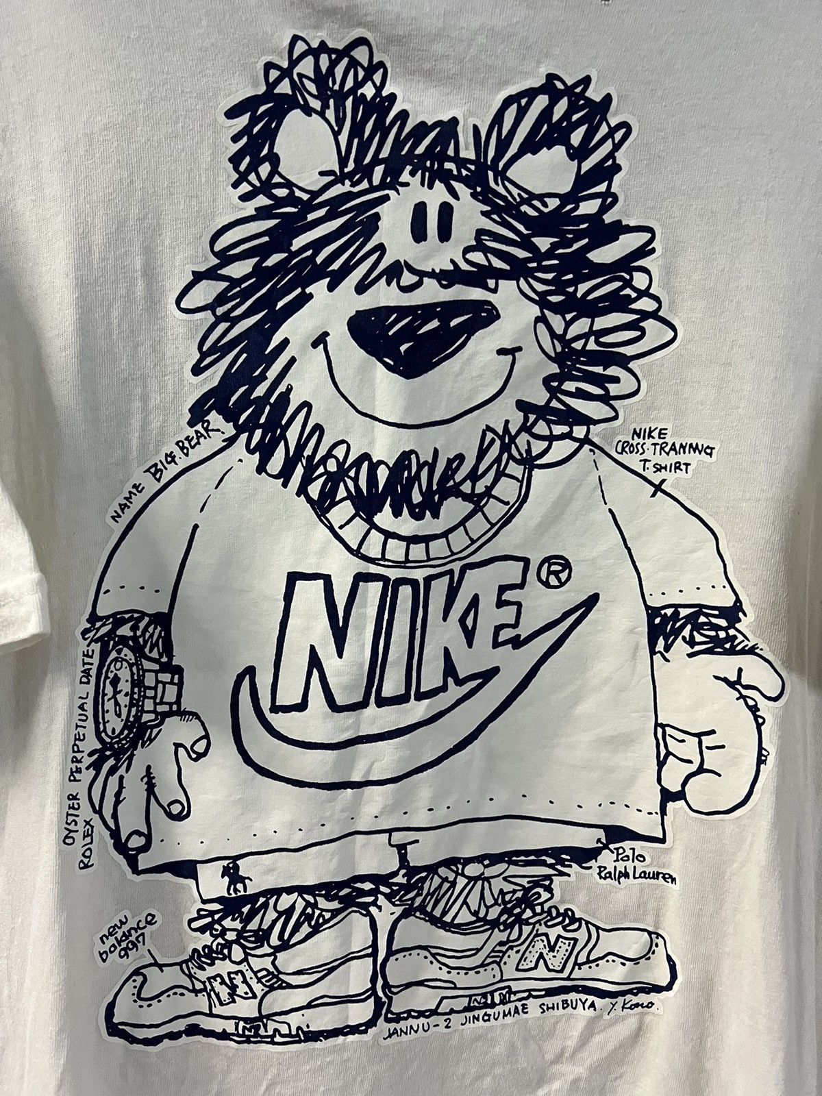 Nike × Vintage Vintage 90’s Nike Swoosh Mr Big Bear Rare Design Size US L / EU 52-54 / 3 - 1 Thumbnail