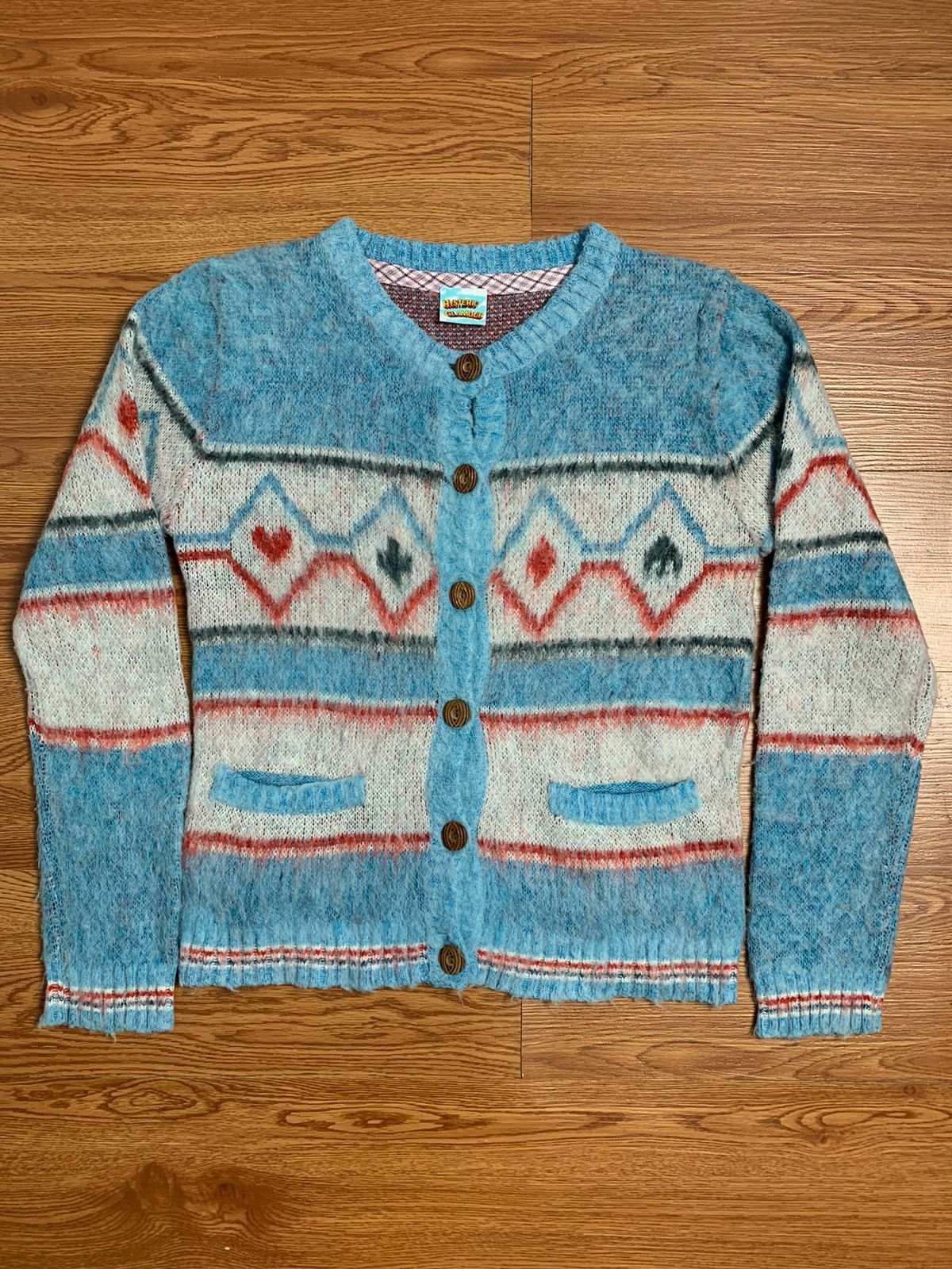 image of Archival Clothing x Hysteric Glamour 80's Hysteric Glamour Mohair Trump Card Pattern Cardigan (Size