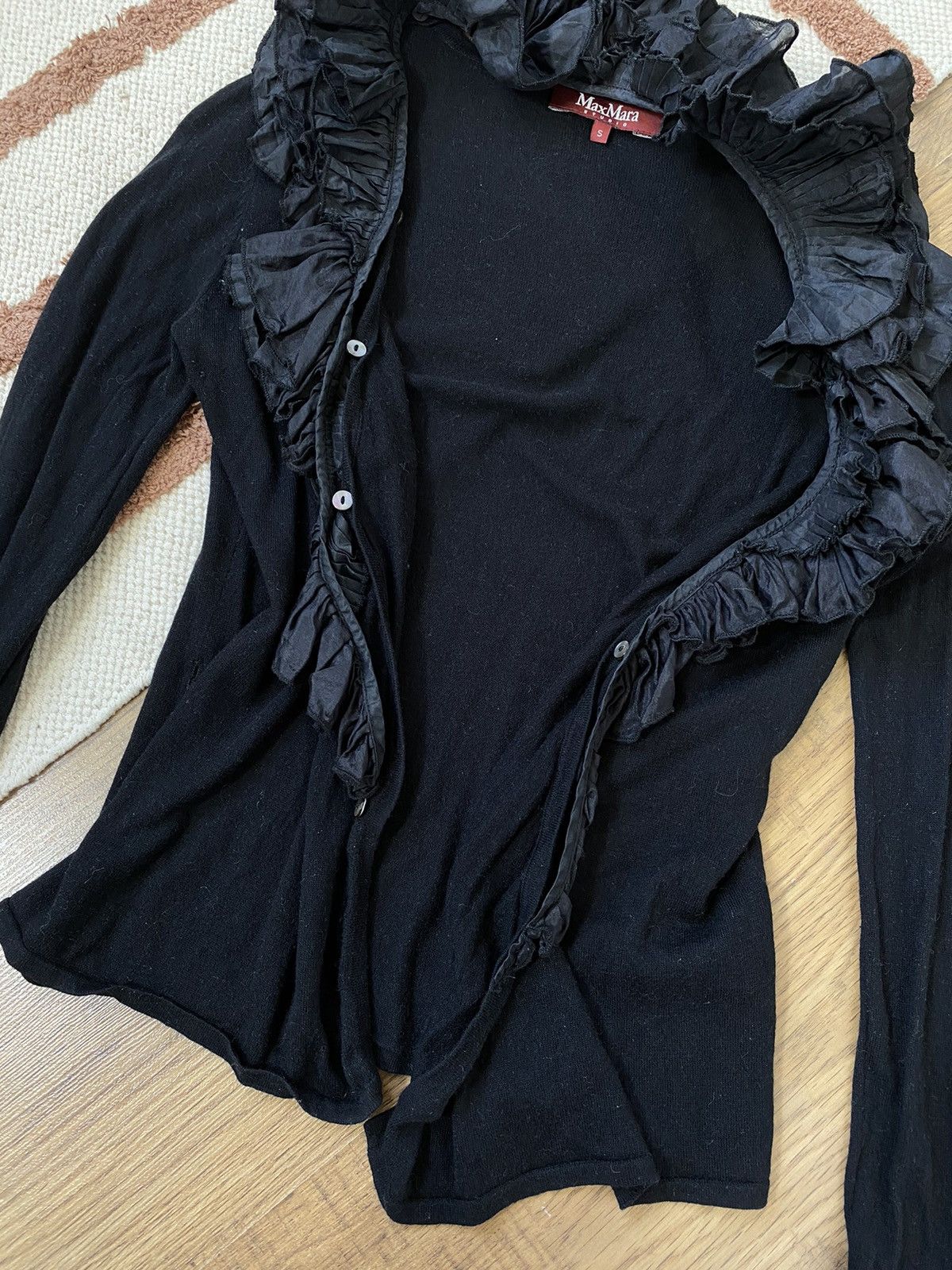 Max Mara 1990s MAX MARA RUFFLE COLLAR CARDIGAN Size S / US 4 / IT 40 - 4 Thumbnail