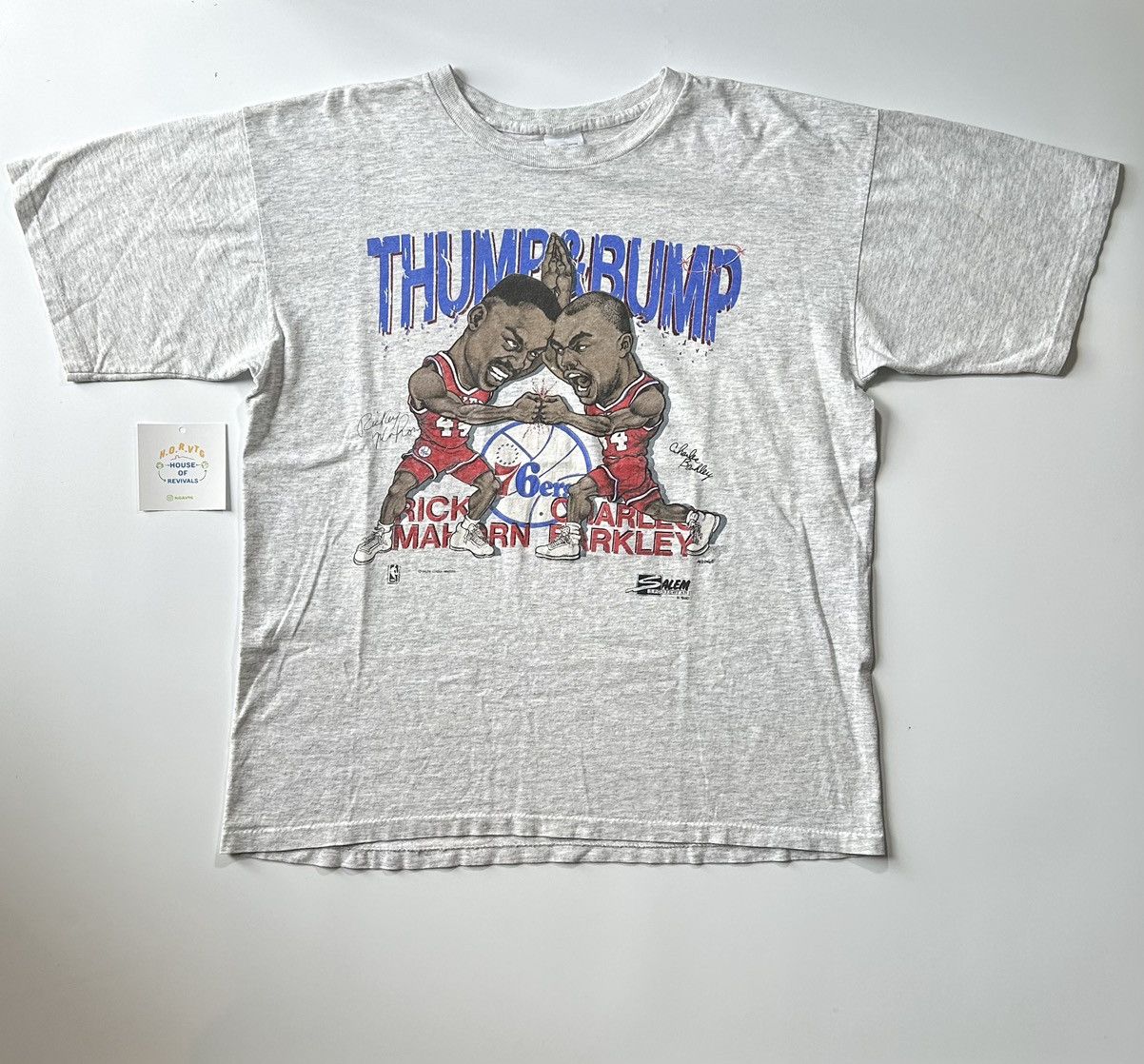 90's Charles Barkley Rick Mahorn Thump Bump Philadelphia 76ers Sixers Salem  NBA T Shirt Size Large – Rare VNTG