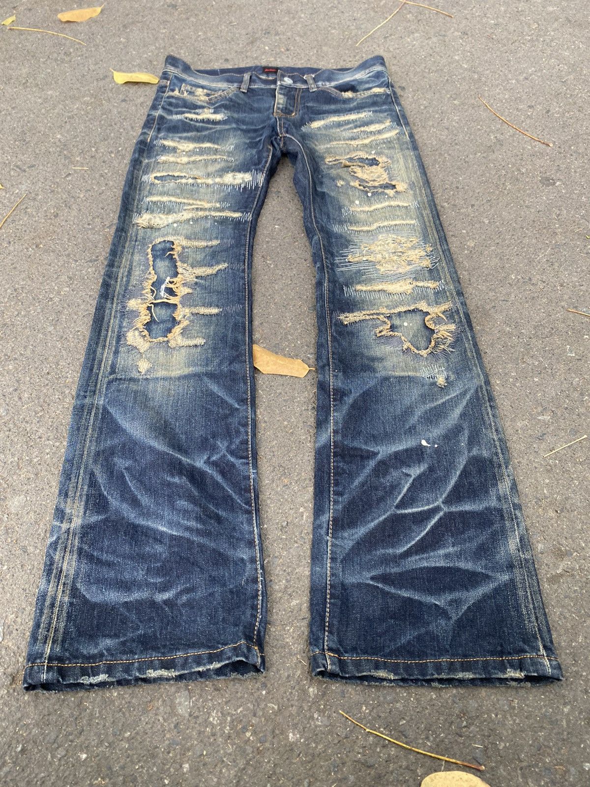 JACKROSE Insane Distressed Painter Bootcut Jeans Size US 33 - 2 Thumbnail