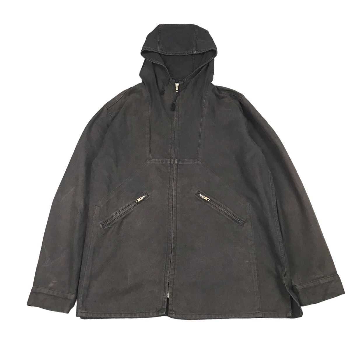 AGNES B HOMME BLACK FADED HOODIES ZIPPER JACKET