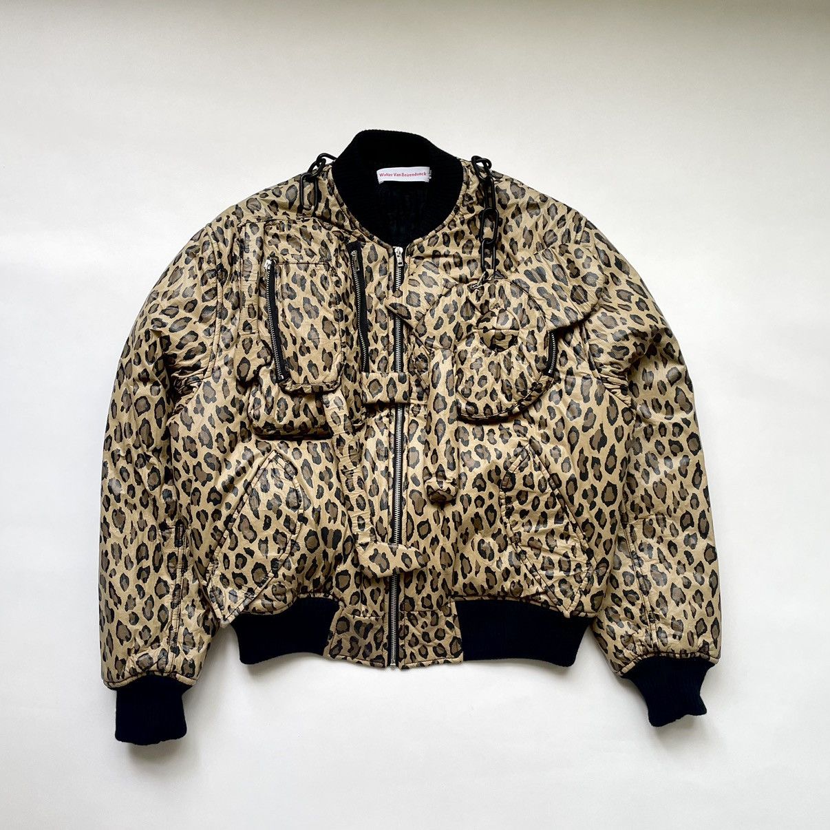 image of Walter Van Beirendonck A/w 16 ‘3D Animal’ Bomber Jacket in Leopard Print/Bla, Men's (Size Small)