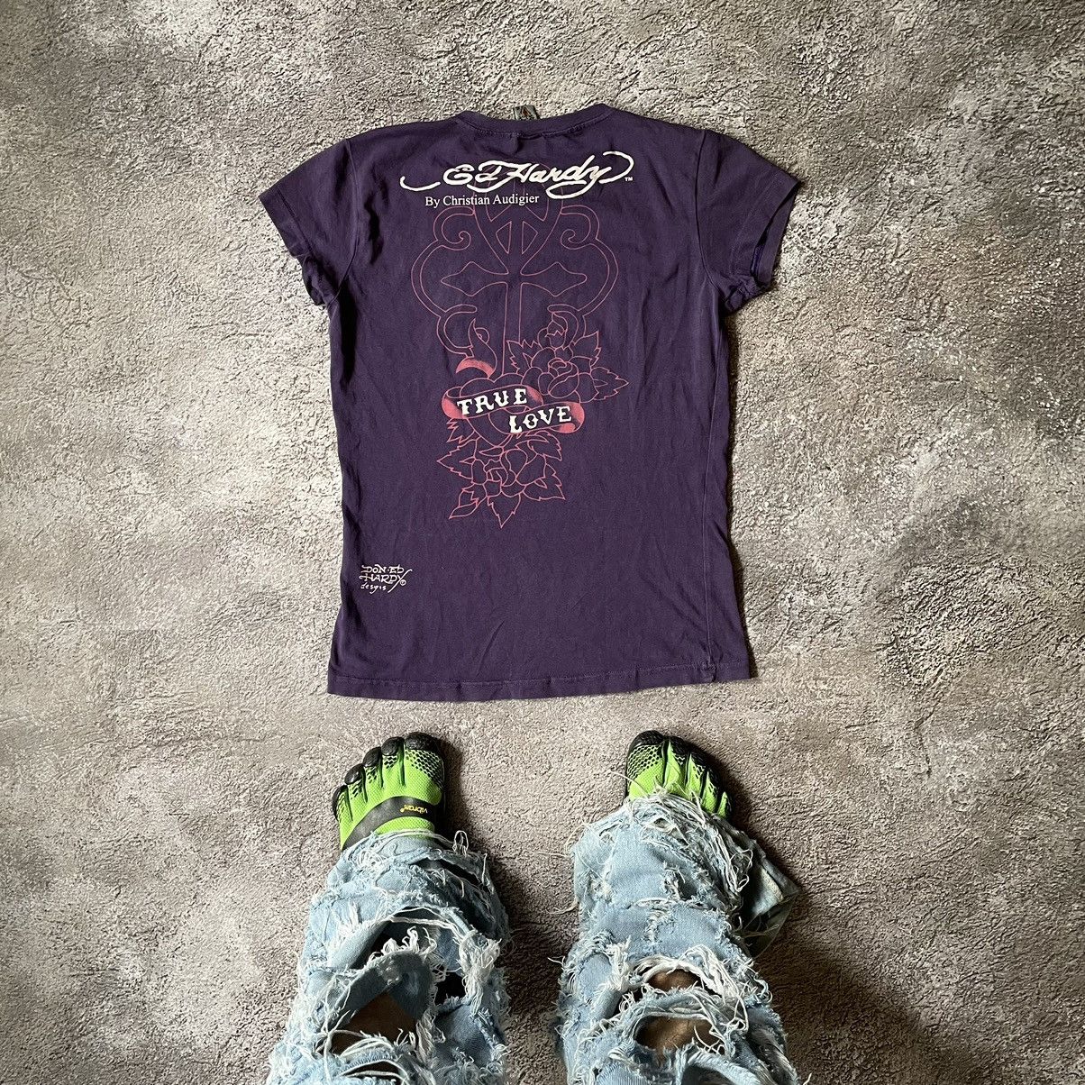 Vintage Vintage Y2K Ed Hardy Sun Faded Graphic Tee Purple Skater XL Size XL / US 12-14 / IT 48-50 - 8 Thumbnail