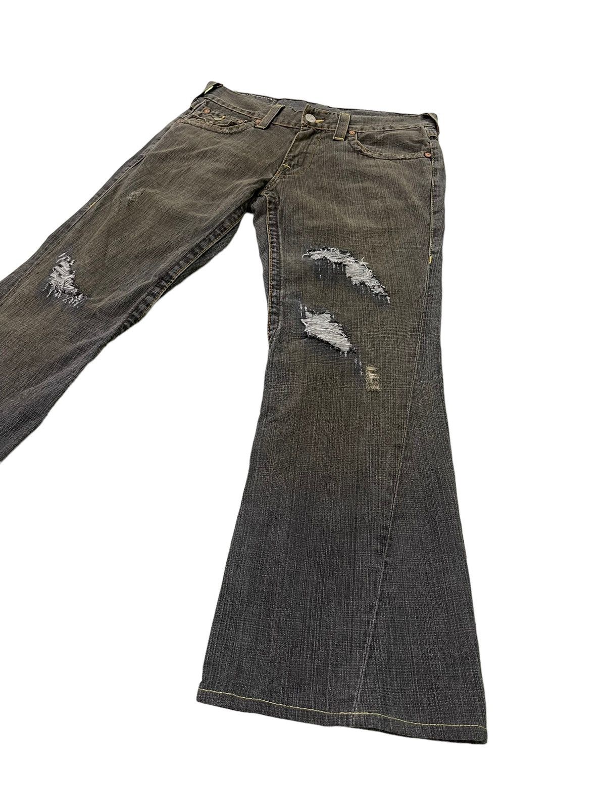 Japanese Brand Flare Jeans True Religion USA Distress Boot Cut 6🟦0 Size US 34 / EU 50 - 3 Thumbnail