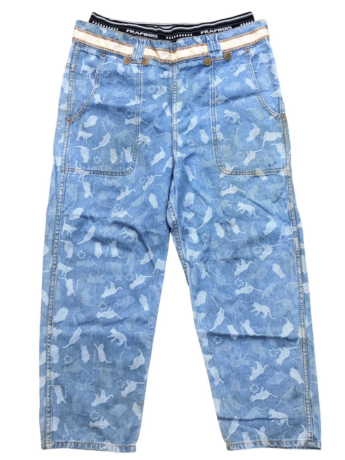 Issey Miyake × Japanese Brand × Vintage Double Waist Fraboise Monogram Cats Issey Miyake Baggy Pants Size US 33 - 1 Thumbnail
