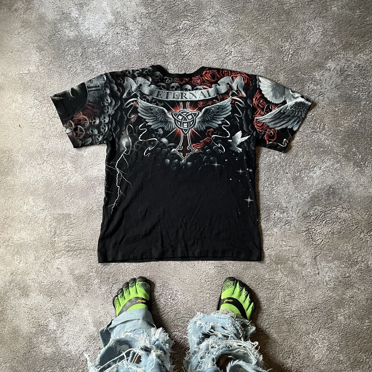 Vintage Vintage Y2K Skeleton Graphic Tee Goth Horror Faded Black M Size US M / EU 48-50 / 2 - 6 Thumbnail