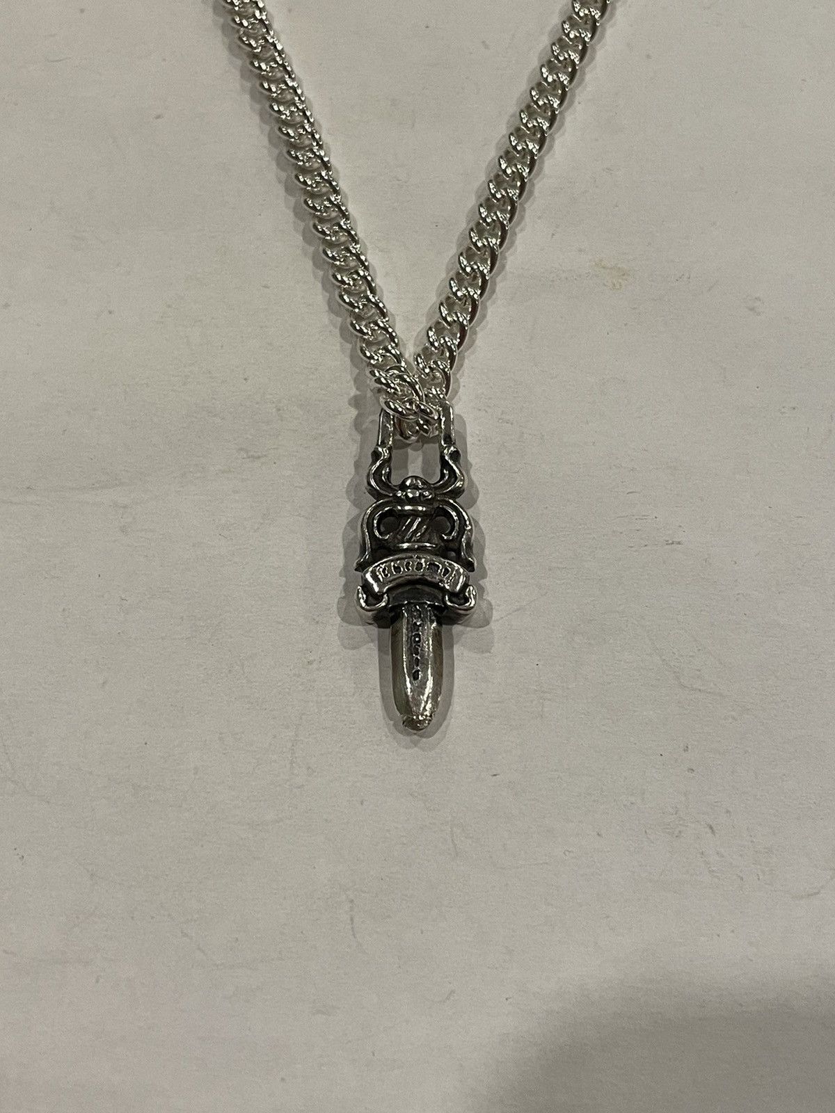 Chrome Hearts Chrome Hearts Dagger Pendant Cuban Link Chain Necklace ...