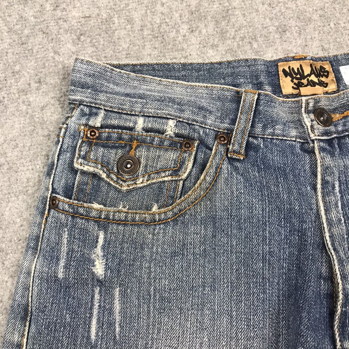 Other FLARE JENAS😈NYLAUS JEANS RIPPED DISTRESSED BOOTCUT PANTS Size US 30 / EU 46 - 11 Thumbnail